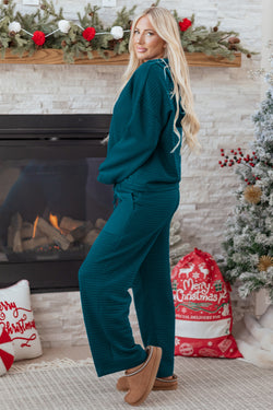 Skobeloff waffled con textured bordo grezzo patchwork 2 pcs set di pantaloni sciolti