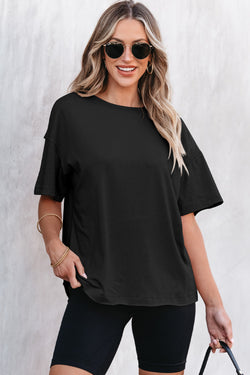 Camiseta de gran tamaño de costura de costura cruda