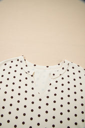 Set da salotto in maglia a nido d'ape con stampa a pois bianchi, collo dentellato, maniche lunghe, pantaloni da jogging con coulisse