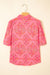 Stampa floreale rosso rosa a manica corta camicia sciolta