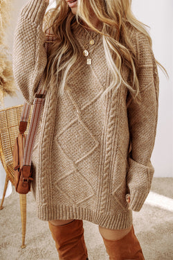 Robe de pull en vrac en tricot de câble à café