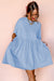 Vestido de babydoll de borde crudo de color sólido azul cielo