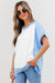 Bloque de color azul cielo Bloque de costura expuesta Camiseta Camiseta