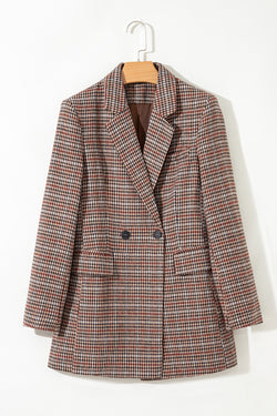 Blazer de collar de solapa de pecho de pecho marrón