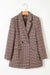 Blazer de collar de solapa de pecho de pecho marrón