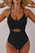 Black Ric Rac Trim Contrastato Patchwork Caltout One Piece Swimsuit