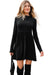 Black Frilled Neck Ribbed Knit Patchwork Long Sleeve Mini Dress