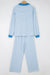 Ensemble haut pull à col à rayures bleu ciel et pantalon à cordon de serrage