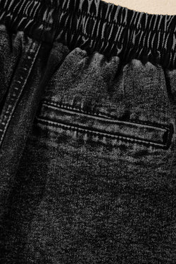 Pantalones cortos de mezclilla de cintura alta en cordón negro