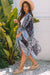 Blue Retro Retro Floral Long Long Loose Front Kimono Kimono
