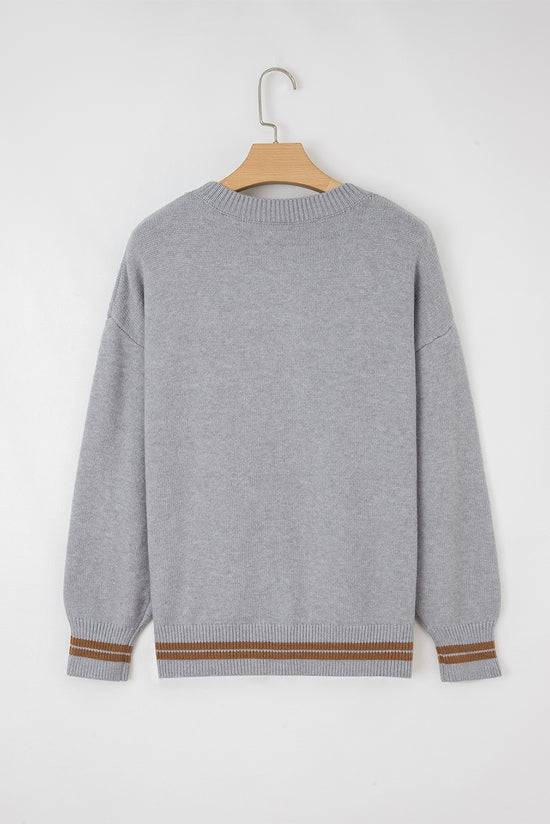 Grigio chiaro ci vediamo cowboy ricamato maglione grafico occidentale