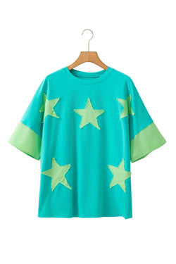 Camiseta de gran tamaño de la estrella de mezclilla de mezclilla de mezclilla aruba