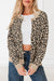 Khaki Leopard Drop Shoulder Chunky Knitted Cardigan Sweater