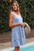 Sky Blue Stripe U Neck Maneveless Fit Fit Mini Vestido