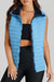Sky Blue Plush Colled Quilted Zipped Puffer Stupt