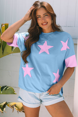 Camiseta de gran tamaño de la estrella de mezclilla de mezclilla de mezclilla aruba