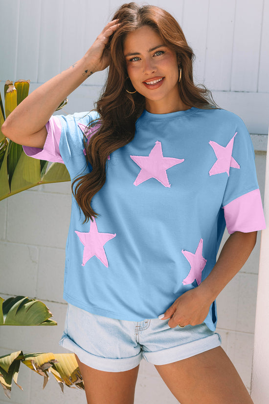 Camiseta de gran tamaño de la estrella de mezclilla de mezclilla de mezclilla aruba