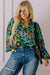Manga de burbujas floral de talla grande verde V BLUSIA CELLO