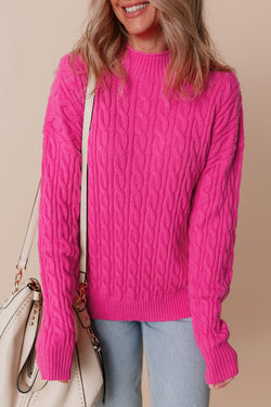 Cavo solido rosso rosa in maglia alta a goccia con spalla a goccia