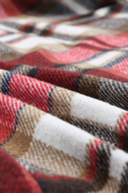 Chaqueta de solapa de botón a cuadros rojos ardientes