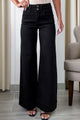 Black 2-Button High Waist Wide Leg Jeans